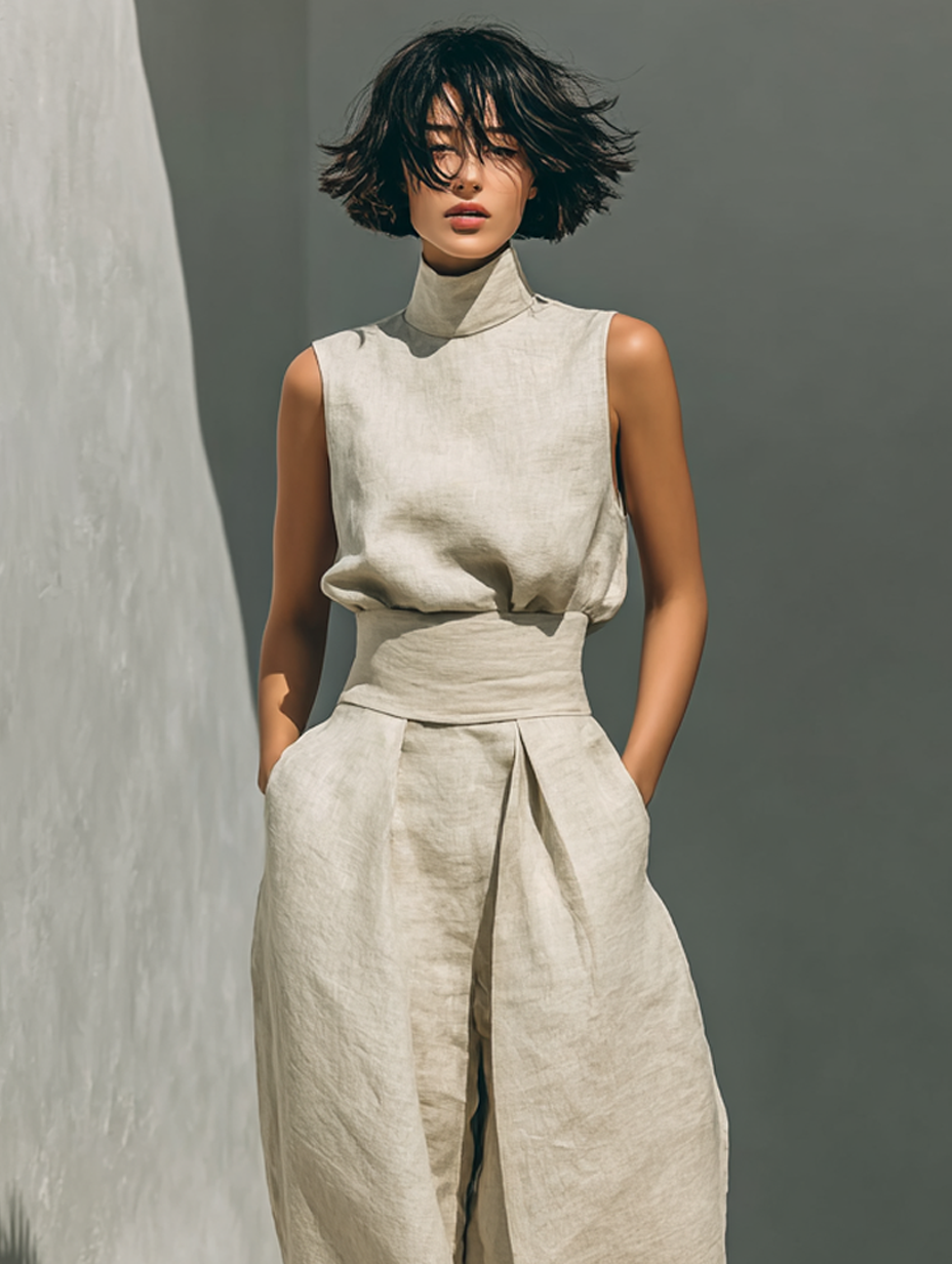Conjunto Minimalista de Algodón y Lino
