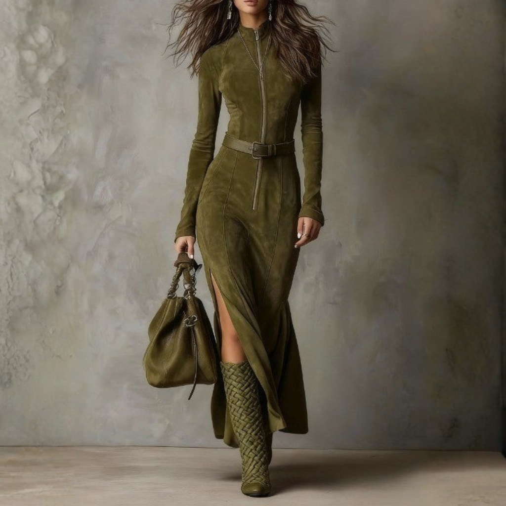 Alessia | Vestido largo efecto ante