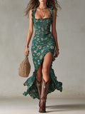 Bianca · Vestido Maxi Boho con Abertura y Mangas Volantes