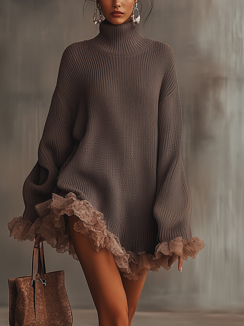 Louise | Vestido de punto cálido con cuello alto y volantes