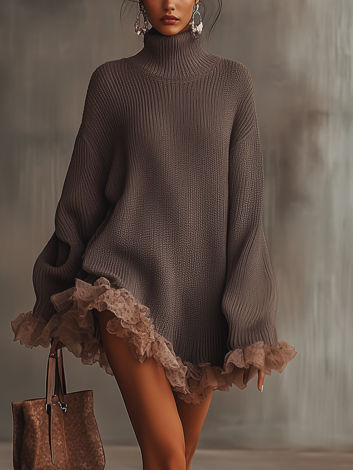 Louise | Vestido de punto cálido con cuello alto y volantes