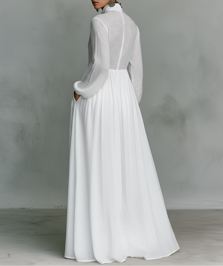 Elisa | Vestido maxi de algodón y lino