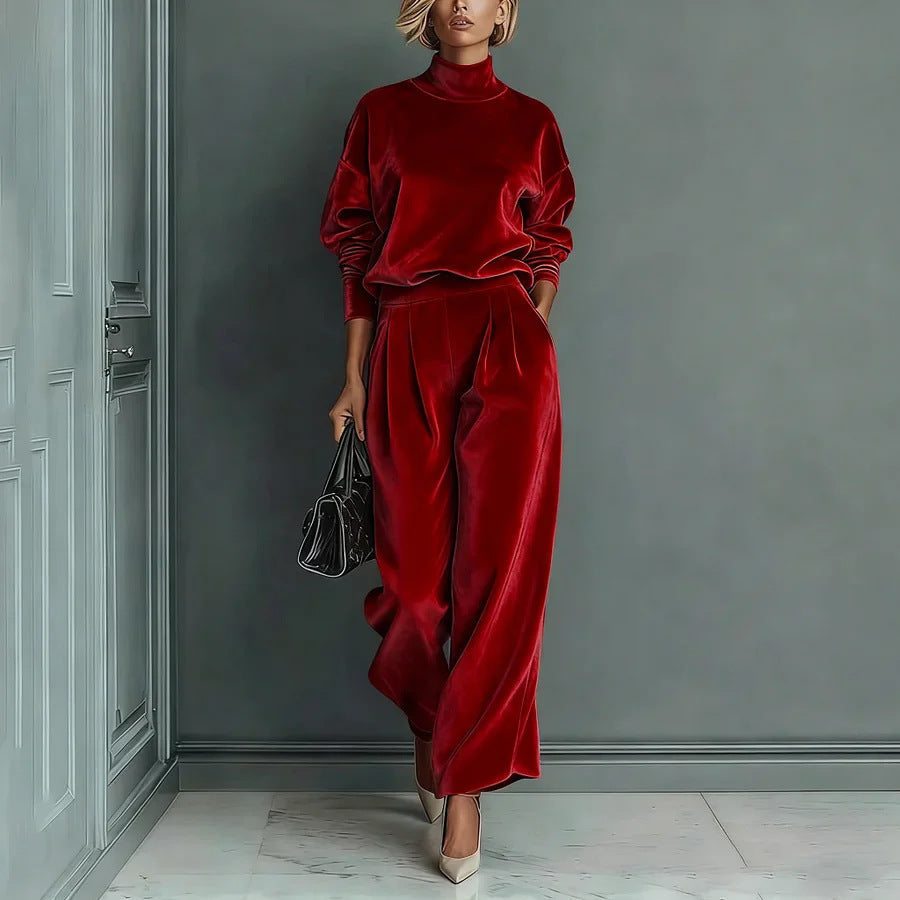 Conjunto Mujer 2 Piezas | Top Cálido y Pantalón Amplio