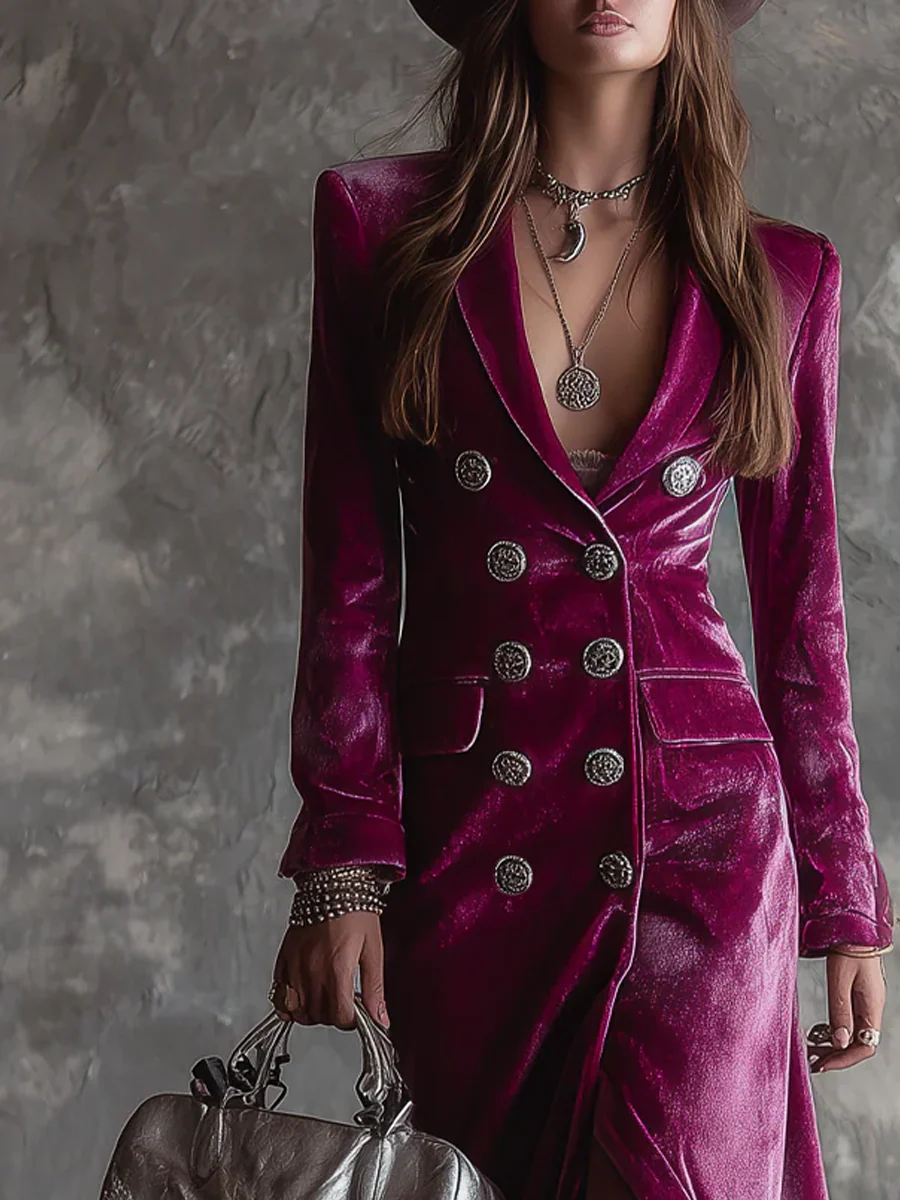 Victoria.Vestido blazer de terciopelo