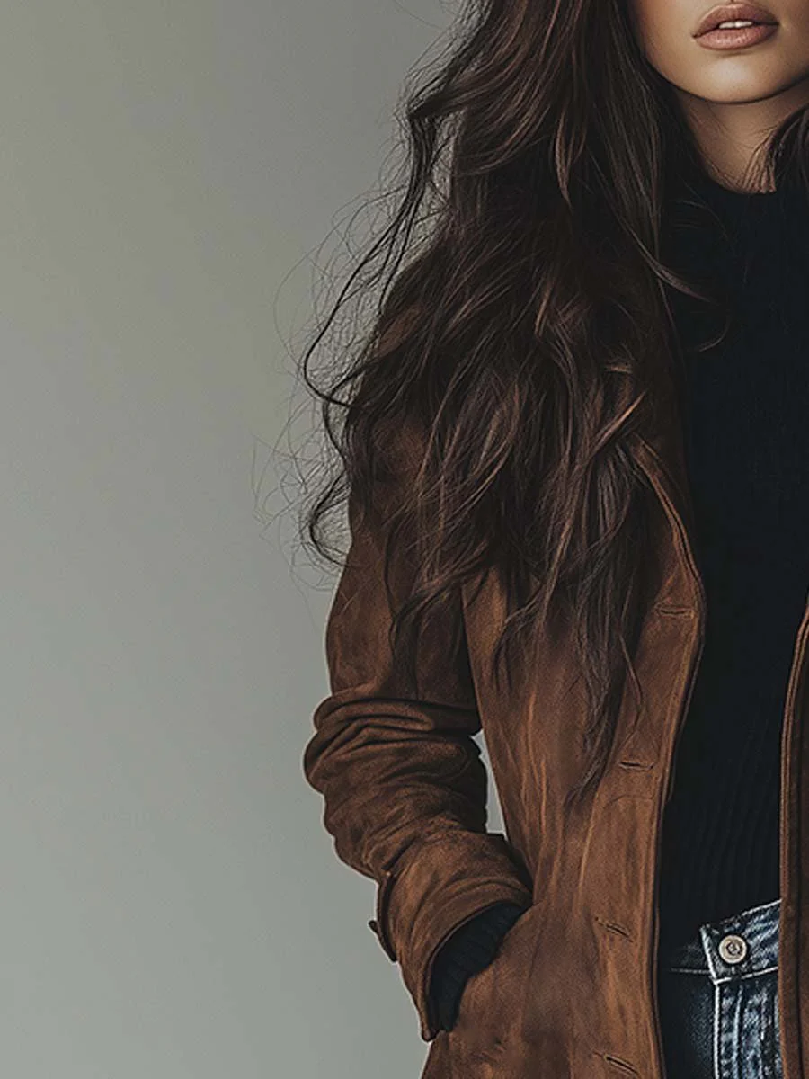 Abrigo trench de ante vintage”