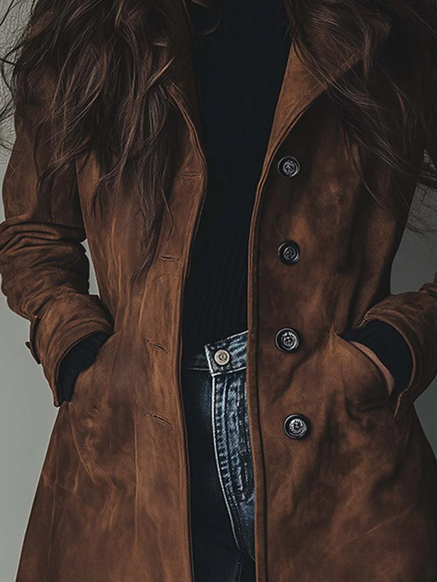 Abrigo trench de ante vintage”