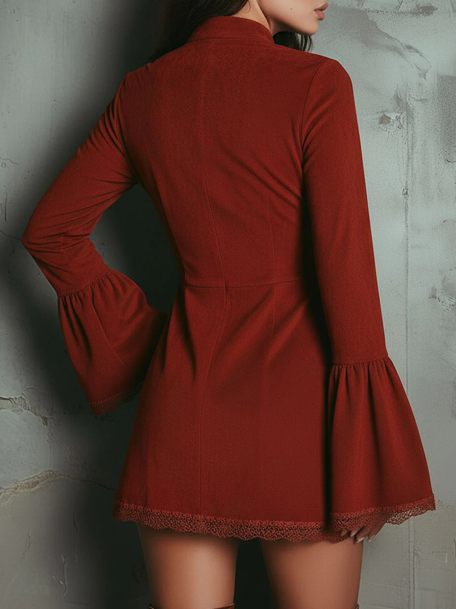Vestido mini vintage rojo óxido