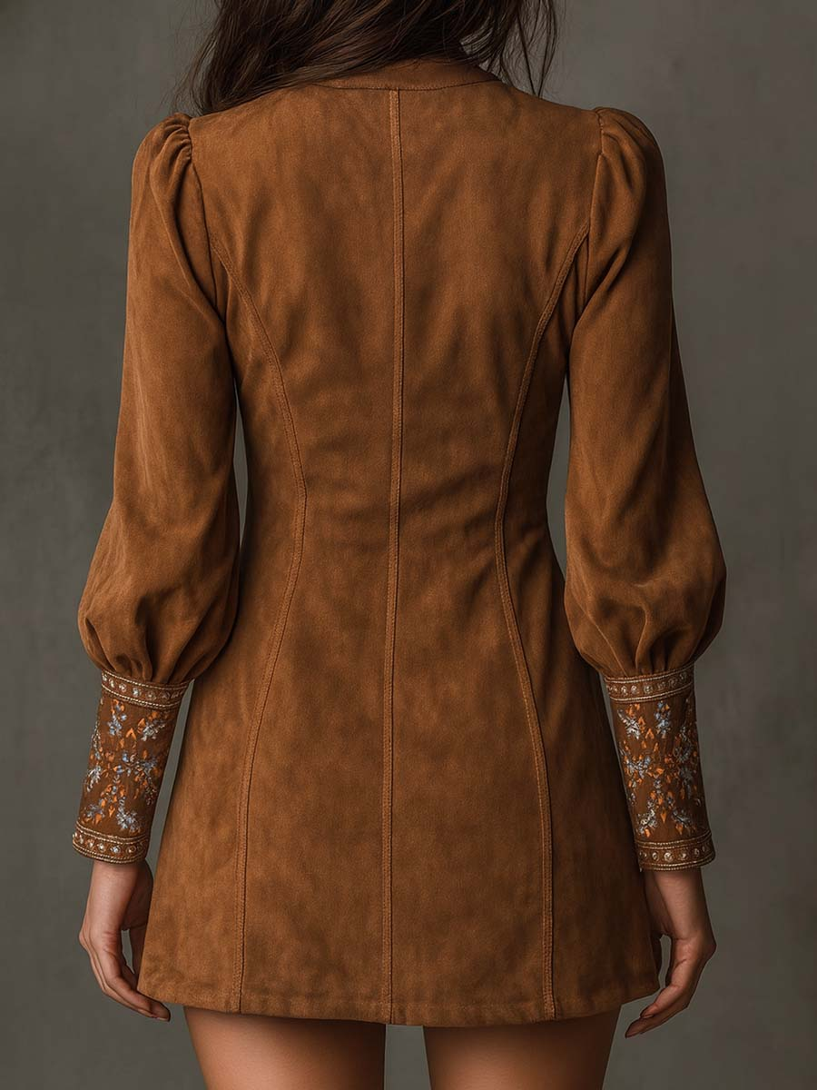 Lunori | Vestido mini efecto ante bordado