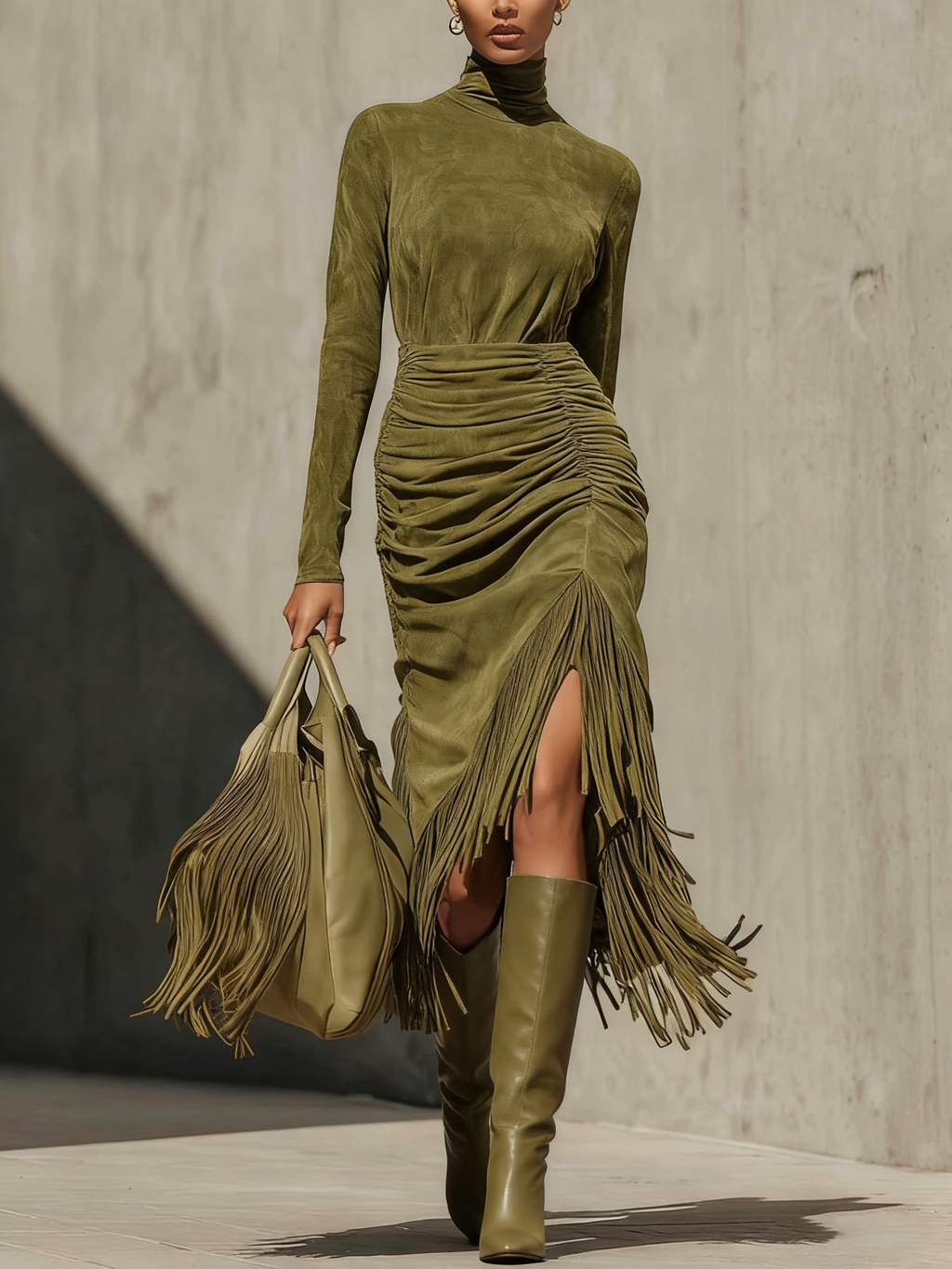 Olivia. Vestido midi cruzado efecto ante