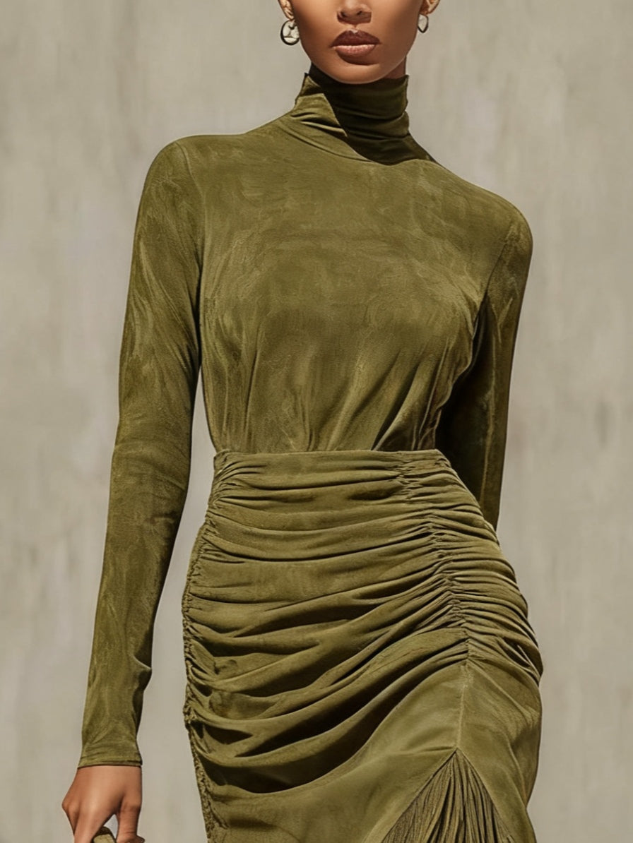 Olivia. Vestido midi cruzado efecto ante