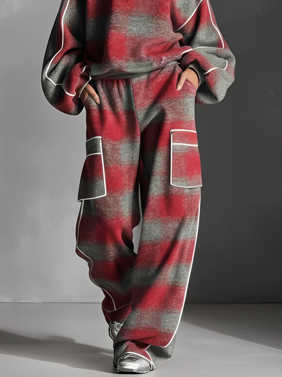 ASCEND | Conjunto Cuadros Rojo y Gris Streetwear