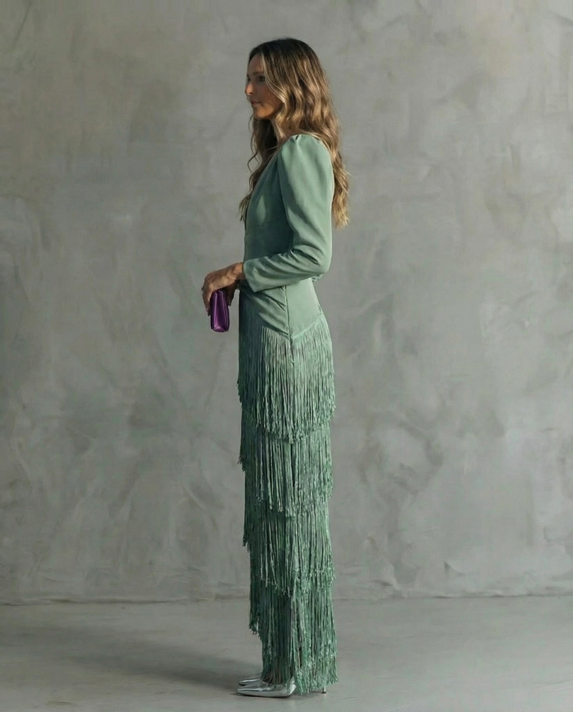 Clara | Elegante midi-jurk met franjes aan de mouwen