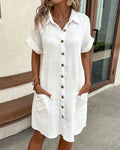 Éloise · Vestido Mini Lino Cuello en V