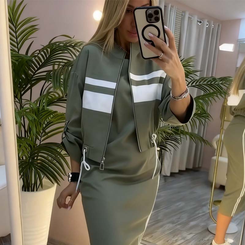 Ensemble veste et robe à col montant pour femme