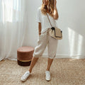 Capri Casual de Algodón y Lino para Mujer